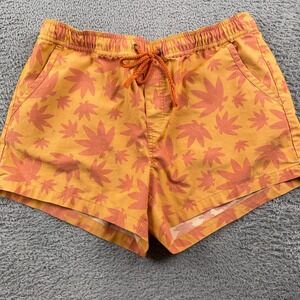 Toad&Co Two-Tone Orange Leaf Print Athletic Shorts